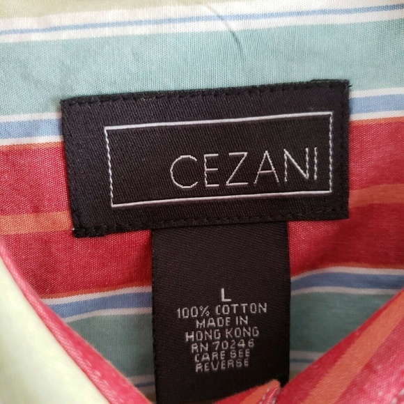 Cezani Mens Long Sleeve Striped Shirt Large - Picture 3 of 4